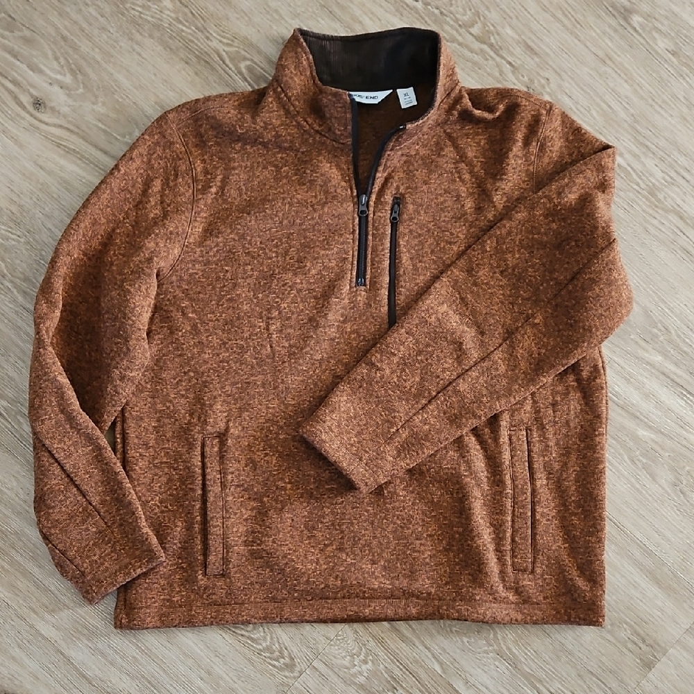 Lands End Men's Rust Quarter-Zip Sweater